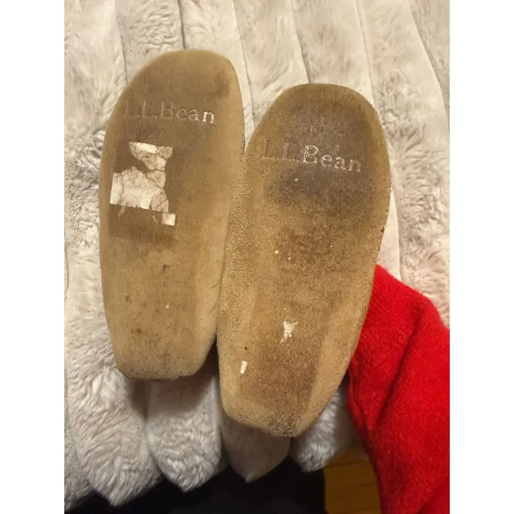 L.L.Bean Kid’s Wicked Good Moccasin Slippers Suede Shearling Size 11